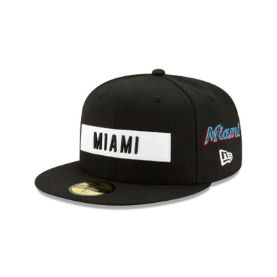 Miami Marlins Gorra | New Era MLB Boxed Wordmark 59fifty Fitted Cap Mexico - Negros